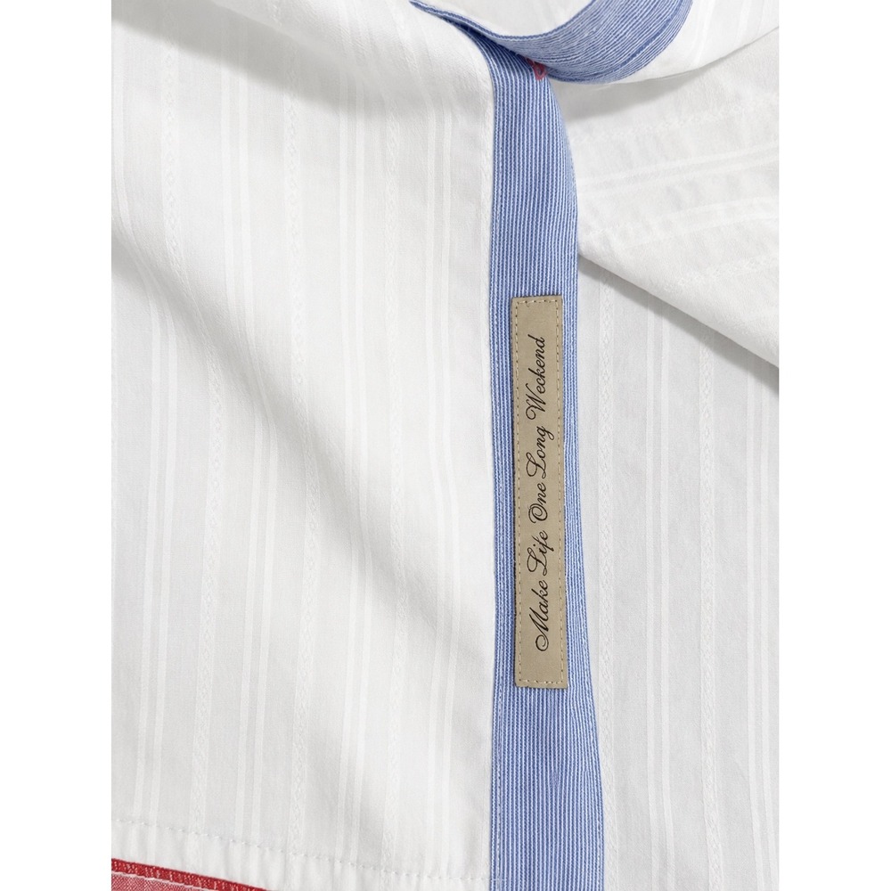 Tommy Bahama Jeans Mens XL White Textured Dobby Stripe Button Front Shirt - Picture 3 of 3